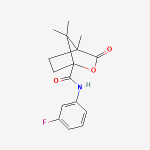 molecular formula C16H18FNO3 B5969983 N-(3-fluorophenyl)-4,7,7-trimethyl-3-oxo-2-oxabicyclo[2.2.1]heptane-1-carboxamide 