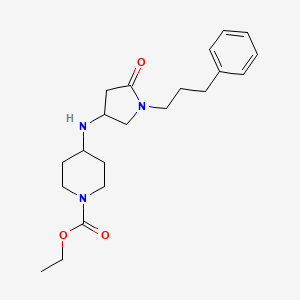 molecular formula C21H31N3O3 B5970021 ethyl 4-{[5-oxo-1-(3-phenylpropyl)-3-pyrrolidinyl]amino}-1-piperidinecarboxylate 