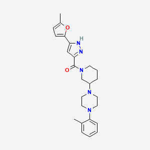 molecular formula C25H31N5O2 B5970026 1-(1-{[3-(5-methyl-2-furyl)-1H-pyrazol-5-yl]carbonyl}-3-piperidinyl)-4-(2-methylphenyl)piperazine 
