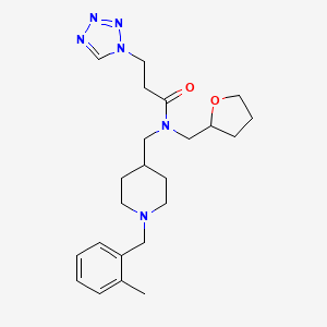 molecular formula C23H34N6O2 B5970071 N-{[1-(2-methylbenzyl)-4-piperidinyl]methyl}-N-(tetrahydro-2-furanylmethyl)-3-(1H-tetrazol-1-yl)propanamide 