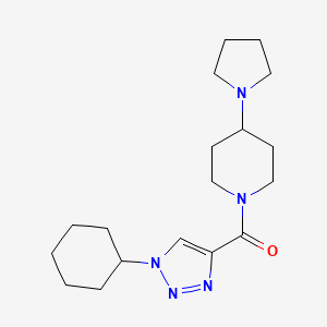 molecular formula C18H29N5O B5970086 1-[(1-cyclohexyl-1H-1,2,3-triazol-4-yl)carbonyl]-4-(1-pyrrolidinyl)piperidine 