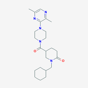 molecular formula C23H35N5O2 B5970119 1-(cyclohexylmethyl)-5-{[4-(3,6-dimethyl-2-pyrazinyl)-1-piperazinyl]carbonyl}-2-piperidinone 