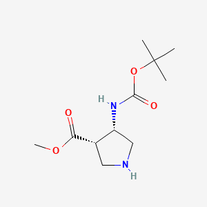 molecular formula C11H20N2O4 B597012 cis-Methyl 4-N-Boc-amino-pyrrolidine-3-carboxylate CAS No. 164916-49-8