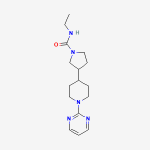 molecular formula C16H25N5O B5970138 N-ethyl-3-[1-(2-pyrimidinyl)-4-piperidinyl]-1-pyrrolidinecarboxamide 