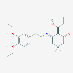 molecular formula C23H33NO4 B5970166 3-{[2-(3,4-diethoxyphenyl)ethyl]amino}-5,5-dimethyl-2-propionylcyclohex-2-en-1-one 