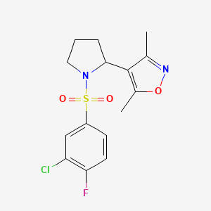 molecular formula C15H16ClFN2O3S B5970176 4-{1-[(3-chloro-4-fluorophenyl)sulfonyl]-2-pyrrolidinyl}-3,5-dimethylisoxazole 