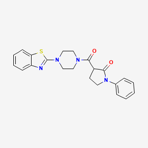 molecular formula C22H22N4O2S B5970182 3-{[4-(1,3-benzothiazol-2-yl)-1-piperazinyl]carbonyl}-1-phenyl-2-pyrrolidinone 