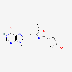 molecular formula C18H17N5O3S B5970189 8-({[2-(4-methoxyphenyl)-5-methyl-1,3-oxazol-4-yl]methyl}thio)-9-methyl-1,9-dihydro-6H-purin-6-one 