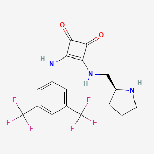 molecular formula C17H15F6N3O2 B597023 3-[3,5-双(三氟甲基)苯胺基]-4-[[(2S)-吡咯烷-2-基]甲基氨基]环丁-3-烯-1,2-二酮 CAS No. 1356935-80-2