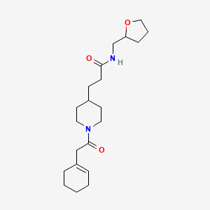 molecular formula C21H34N2O3 B5970242 3-[1-(1-cyclohexen-1-ylacetyl)-4-piperidinyl]-N-(tetrahydro-2-furanylmethyl)propanamide 