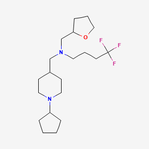 molecular formula C20H35F3N2O B5970266 N-[(1-cyclopentyl-4-piperidinyl)methyl]-4,4,4-trifluoro-N-(tetrahydro-2-furanylmethyl)-1-butanamine 