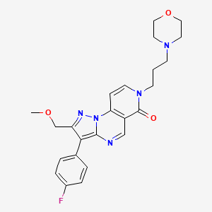 molecular formula C24H26FN5O3 B5970273 3-(4-fluorophenyl)-2-(methoxymethyl)-7-[3-(4-morpholinyl)propyl]pyrazolo[1,5-a]pyrido[3,4-e]pyrimidin-6(7H)-one 