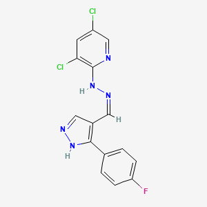 molecular formula C15H10Cl2FN5 B5970279 3-(4-fluorophenyl)-1H-pyrazole-4-carbaldehyde (3,5-dichloropyridin-2-yl)hydrazone 