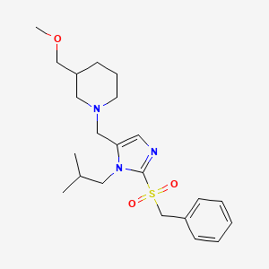 molecular formula C22H33N3O3S B5970285 1-{[2-(benzylsulfonyl)-1-isobutyl-1H-imidazol-5-yl]methyl}-3-(methoxymethyl)piperidine 