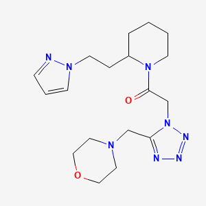 molecular formula C18H28N8O2 B5970311 4-{[1-(2-oxo-2-{2-[2-(1H-pyrazol-1-yl)ethyl]-1-piperidinyl}ethyl)-1H-tetrazol-5-yl]methyl}morpholine 