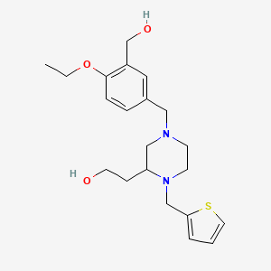molecular formula C21H30N2O3S B5970436 2-[4-[4-ethoxy-3-(hydroxymethyl)benzyl]-1-(2-thienylmethyl)-2-piperazinyl]ethanol 