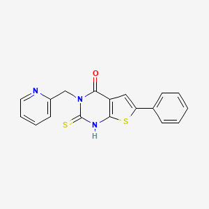 molecular formula C18H13N3OS2 B5970438 2-mercapto-6-phenyl-3-(2-pyridinylmethyl)thieno[2,3-d]pyrimidin-4(3H)-one 