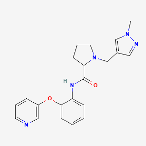 molecular formula C21H23N5O2 B5970448 1-[(1-methyl-1H-pyrazol-4-yl)methyl]-N-[2-(3-pyridinyloxy)phenyl]prolinamide 
