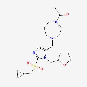 molecular formula C20H32N4O4S B5970463 1-acetyl-4-{[2-[(cyclopropylmethyl)sulfonyl]-1-(tetrahydro-2-furanylmethyl)-1H-imidazol-5-yl]methyl}-1,4-diazepane 