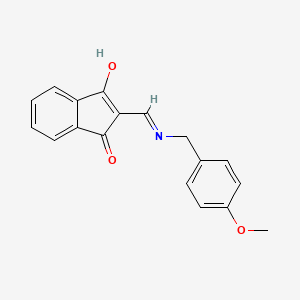 molecular formula C18H15NO3 B5970509 2-{[(4-methoxybenzyl)amino]methylene}-1H-indene-1,3(2H)-dione 