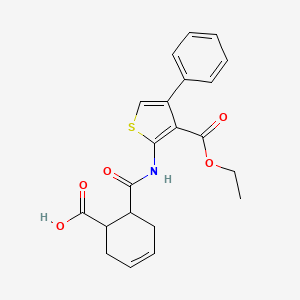 molecular formula C21H21NO5S B5970518 6-({[3-(ethoxycarbonyl)-4-phenyl-2-thienyl]amino}carbonyl)-3-cyclohexene-1-carboxylic acid 