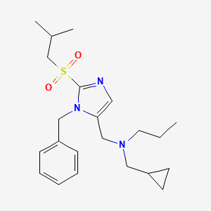 molecular formula C22H33N3O2S B5970531 N-{[1-benzyl-2-(isobutylsulfonyl)-1H-imidazol-5-yl]methyl}-N-(cyclopropylmethyl)-1-propanamine 