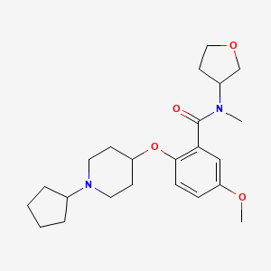 molecular formula C23H34N2O4 B5970562 2-[(1-cyclopentyl-4-piperidinyl)oxy]-5-methoxy-N-methyl-N-(tetrahydro-3-furanyl)benzamide 