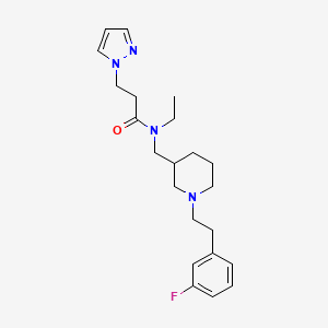 molecular formula C22H31FN4O B5970578 N-ethyl-N-({1-[2-(3-fluorophenyl)ethyl]-3-piperidinyl}methyl)-3-(1H-pyrazol-1-yl)propanamide 