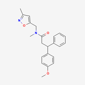 molecular formula C22H24N2O3 B5970585 3-(4-methoxyphenyl)-N-methyl-N-[(3-methyl-5-isoxazolyl)methyl]-3-phenylpropanamide 