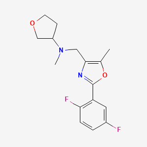 molecular formula C16H18F2N2O2 B5970609 N-{[2-(2,5-difluorophenyl)-5-methyl-1,3-oxazol-4-yl]methyl}-N-methyltetrahydro-3-furanamine 