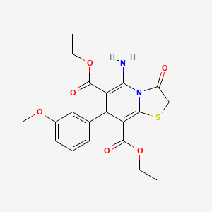 molecular formula C21H24N2O6S B5970629 diethyl 5-amino-7-(3-methoxyphenyl)-2-methyl-3-oxo-2,3-dihydro-7H-[1,3]thiazolo[3,2-a]pyridine-6,8-dicarboxylate 