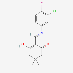 molecular formula C15H15ClFNO2 B5970640 2-{[(3-chloro-4-fluorophenyl)amino]methylene}-5,5-dimethyl-1,3-cyclohexanedione 
