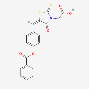 molecular formula C19H13NO5S2 B5970678 {5-[4-(benzoyloxy)benzylidene]-4-oxo-2-thioxo-1,3-thiazolidin-3-yl}acetic acid 