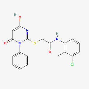 molecular formula C19H16ClN3O3S B5970679 N-(3-chloro-2-methylphenyl)-2-[(4-hydroxy-6-oxo-1-phenyl-1,6-dihydro-2-pyrimidinyl)thio]acetamide 