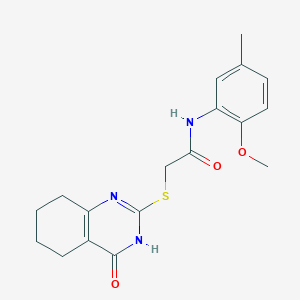 molecular formula C18H21N3O3S B5970713 N-(2-methoxy-5-methylphenyl)-2-[(4-oxo-3,4,5,6,7,8-hexahydro-2-quinazolinyl)thio]acetamide 