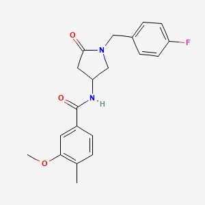 molecular formula C20H21FN2O3 B5970768 N-[1-(4-fluorobenzyl)-5-oxo-3-pyrrolidinyl]-3-methoxy-4-methylbenzamide 