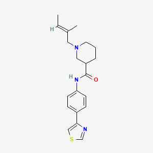 molecular formula C20H25N3OS B5970772 1-[(2E)-2-methyl-2-buten-1-yl]-N-[4-(1,3-thiazol-4-yl)phenyl]-3-piperidinecarboxamide 