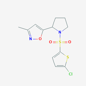 molecular formula C12H13ClN2O3S2 B5970780 5-{1-[(5-chloro-2-thienyl)sulfonyl]-2-pyrrolidinyl}-3-methylisoxazole 