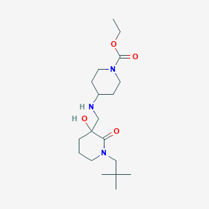 molecular formula C19H35N3O4 B5970801 ethyl 4-({[1-(2,2-dimethylpropyl)-3-hydroxy-2-oxo-3-piperidinyl]methyl}amino)-1-piperidinecarboxylate 