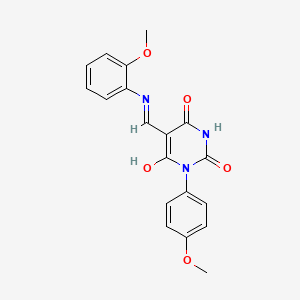 molecular formula C19H17N3O5 B5970851 6-Hydroxy-1-(4-methoxyphenyl)-5-[(2-methoxyphenyl)iminomethyl]pyrimidine-2,4-dione 