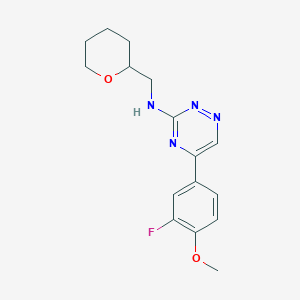 molecular formula C16H19FN4O2 B5970897 5-(3-fluoro-4-methoxyphenyl)-N-(tetrahydro-2H-pyran-2-ylmethyl)-1,2,4-triazin-3-amine 