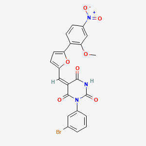 molecular formula C22H14BrN3O7 B5970925 1-(3-bromophenyl)-5-{[5-(2-methoxy-4-nitrophenyl)-2-furyl]methylene}-2,4,6(1H,3H,5H)-pyrimidinetrione 