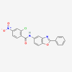 molecular formula C20H12ClN3O4 B5970938 2-chloro-4-nitro-N-(2-phenyl-1,3-benzoxazol-5-yl)benzamide 
