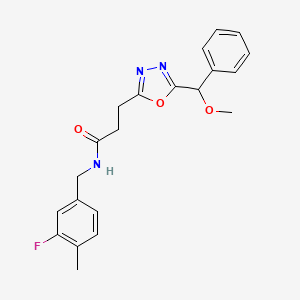 molecular formula C21H22FN3O3 B5970940 N-(3-fluoro-4-methylbenzyl)-3-{5-[methoxy(phenyl)methyl]-1,3,4-oxadiazol-2-yl}propanamide 