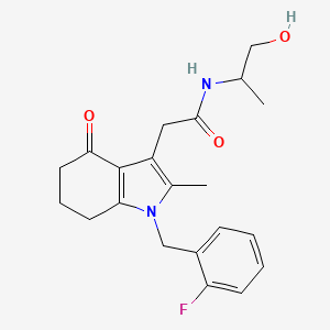 molecular formula C21H25FN2O3 B5970944 2-[1-(2-fluorobenzyl)-2-methyl-4-oxo-4,5,6,7-tetrahydro-1H-indol-3-yl]-N-(2-hydroxy-1-methylethyl)acetamide 