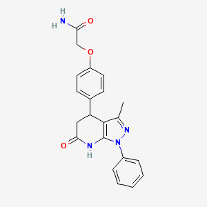 molecular formula C21H20N4O3 B5970991 2-[4-(3-methyl-6-oxo-1-phenyl-4,5,6,7-tetrahydro-1H-pyrazolo[3,4-b]pyridin-4-yl)phenoxy]acetamide 