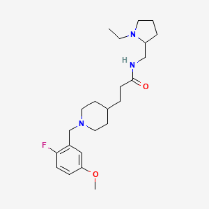 molecular formula C23H36FN3O2 B5971025 N-[(1-ethyl-2-pyrrolidinyl)methyl]-3-[1-(2-fluoro-5-methoxybenzyl)-4-piperidinyl]propanamide 