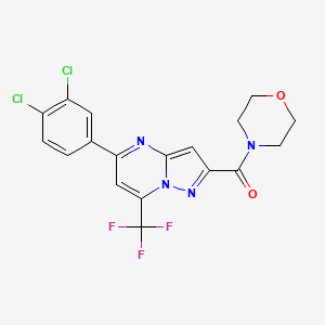 molecular formula C18H13Cl2F3N4O2 B5971084 5-(3,4-dichlorophenyl)-2-(4-morpholinylcarbonyl)-7-(trifluoromethyl)pyrazolo[1,5-a]pyrimidine 