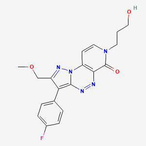 molecular formula C19H18FN5O3 B5971088 3-(4-fluorophenyl)-7-(3-hydroxypropyl)-2-(methoxymethyl)pyrazolo[5,1-c]pyrido[4,3-e][1,2,4]triazin-6(7H)-one 