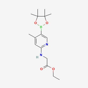 molecular formula C16H25BN2O4 B597112 Ethyl 2-(4-methyl-5-(4,4,5,5-tetramethyl-1,3,2-dioxaborolan-2-yl)pyridin-2-ylamino)acetate CAS No. 1353718-67-8